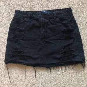 Hollister black jean skirt